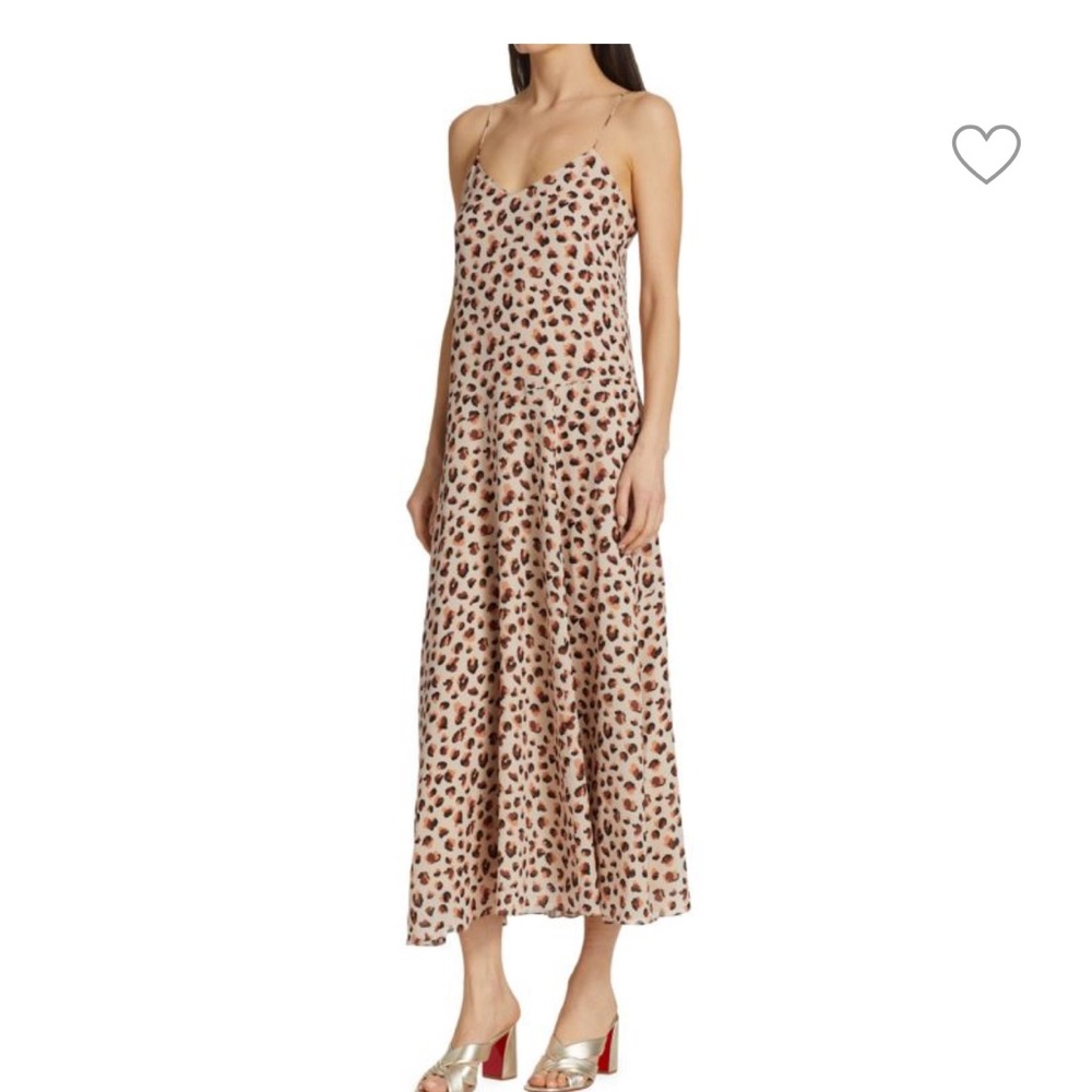 Theory Beige Leopard-Print Slip Midi Dress
